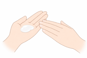 クレンジングを適量手に取るイラスト